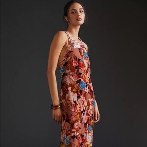 Anthropologie Halter Velvet Maxi Dress